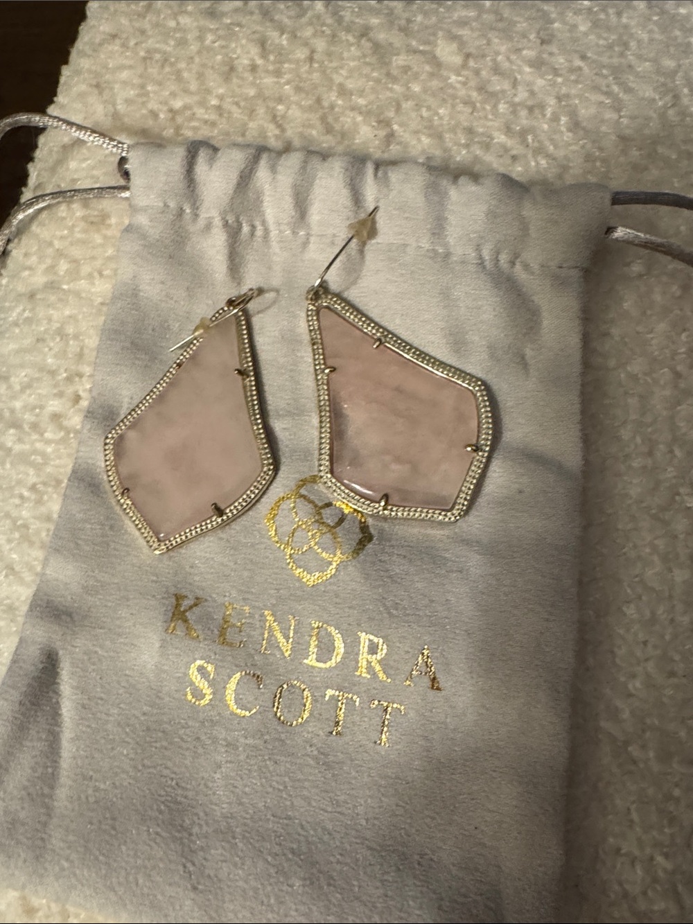 Kendra Scott Large Alex Rose Quartz Statement Drop Earrings
